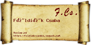 Földiák Csaba névjegykártya